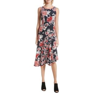 GREY Jason Wu Floral Silk Asymmetrical Sleeveless Midi Dress